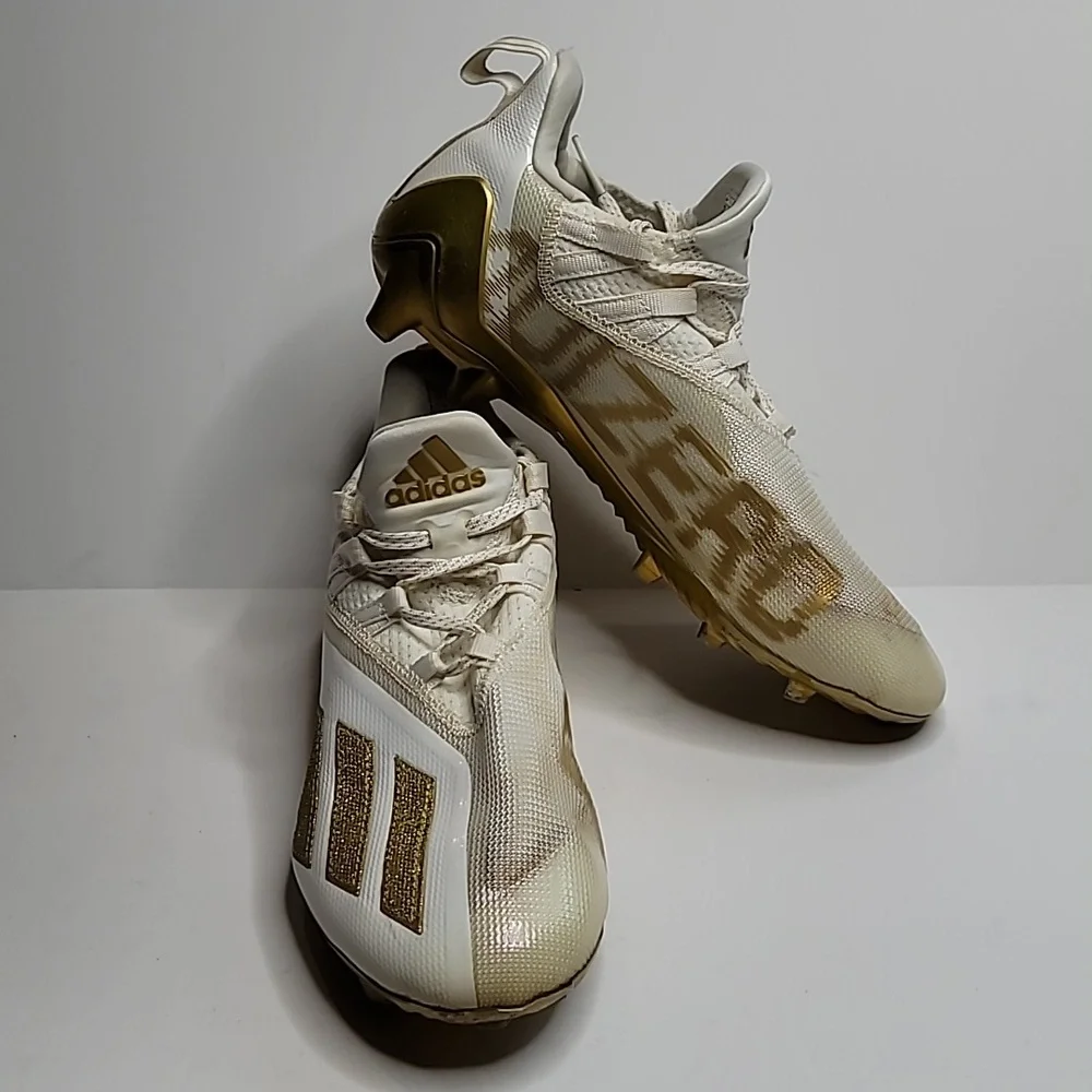 Adidas Adizero Football Cleats 9 mens FX4237 white gold metallic